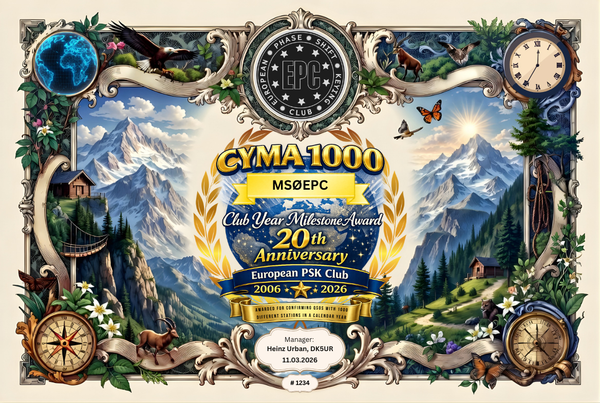 CYMA 1000 award certificate