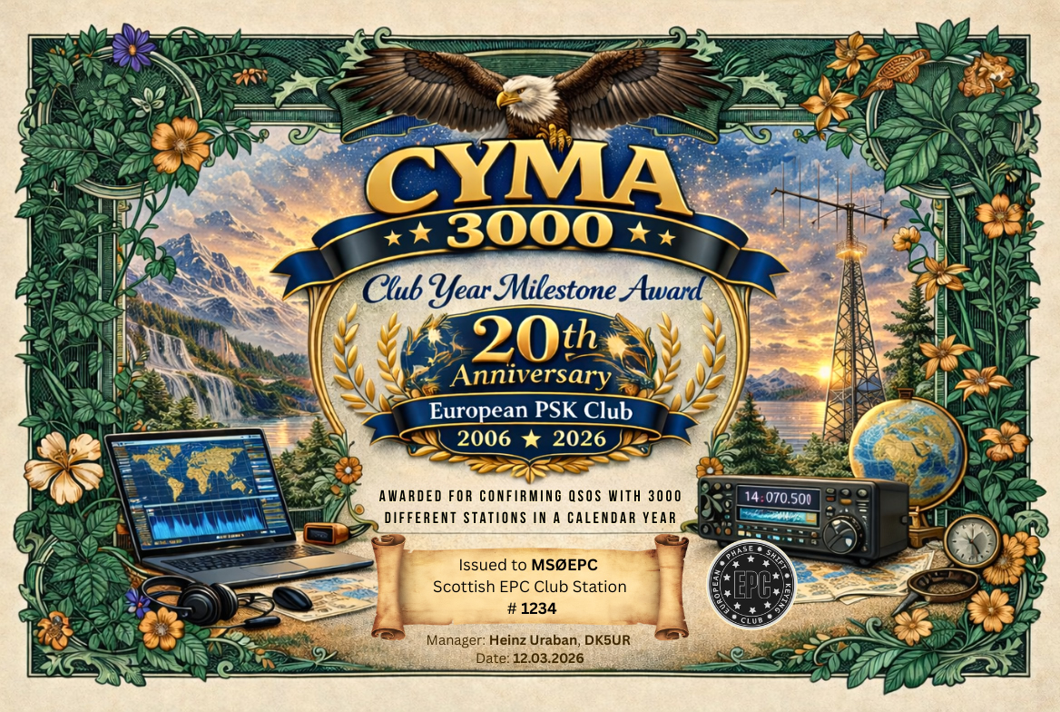 CYMA 3000 award certificate