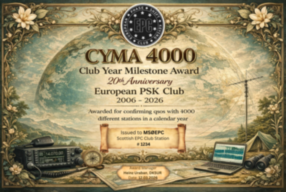 CYMA 4000 award certificate